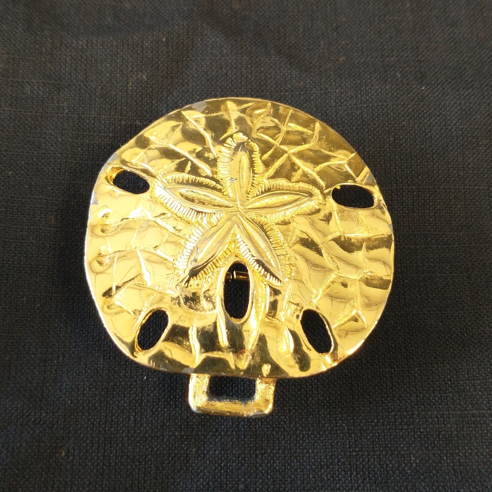 Vintage Dotty Smith Sand Dollar Gold Tone Belt Buckle ONLY ONE Replacement Retro